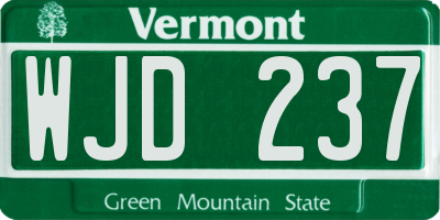 VT license plate WJD237