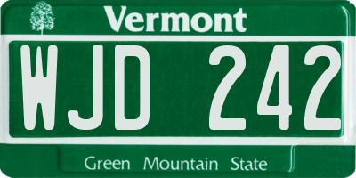 VT license plate WJD242
