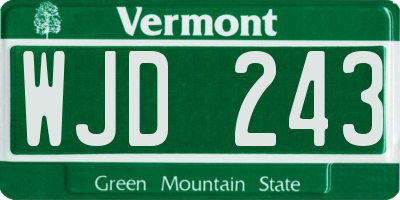 VT license plate WJD243