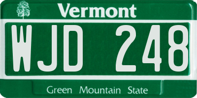 VT license plate WJD248