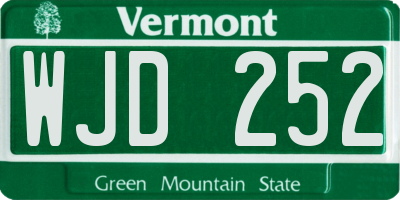 VT license plate WJD252