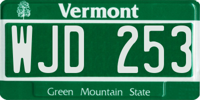 VT license plate WJD253