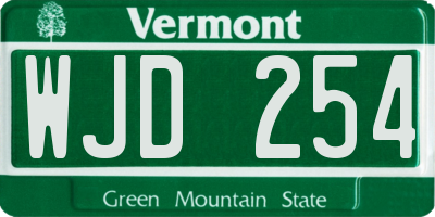 VT license plate WJD254
