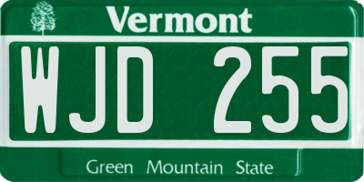VT license plate WJD255