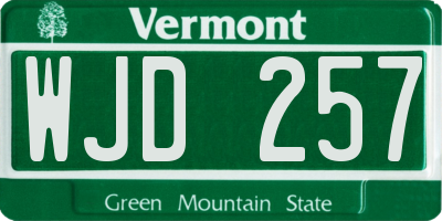 VT license plate WJD257