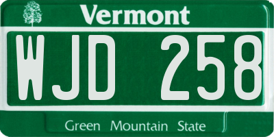 VT license plate WJD258