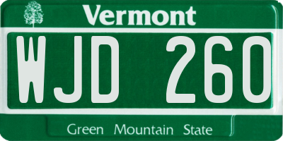 VT license plate WJD260