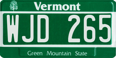 VT license plate WJD265
