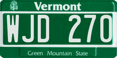 VT license plate WJD270