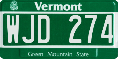 VT license plate WJD274