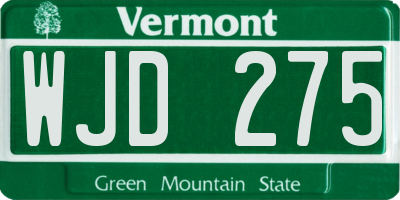 VT license plate WJD275