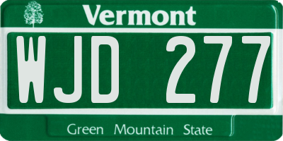 VT license plate WJD277