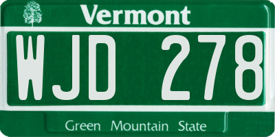 VT license plate WJD278