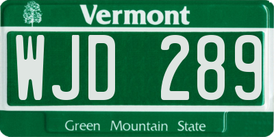 VT license plate WJD289