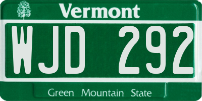 VT license plate WJD292