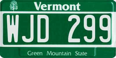 VT license plate WJD299