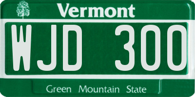 VT license plate WJD300