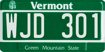 VT license plate WJD301