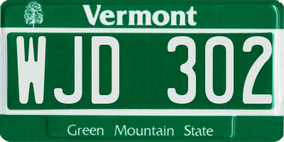 VT license plate WJD302