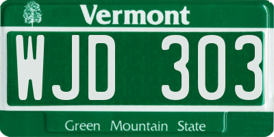 VT license plate WJD303