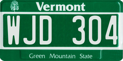 VT license plate WJD304