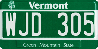 VT license plate WJD305