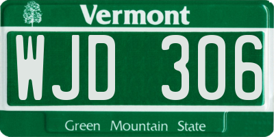 VT license plate WJD306