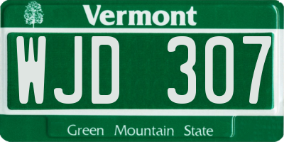 VT license plate WJD307