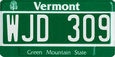 VT license plate WJD309
