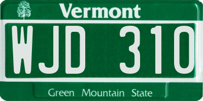 VT license plate WJD310