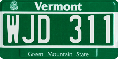 VT license plate WJD311