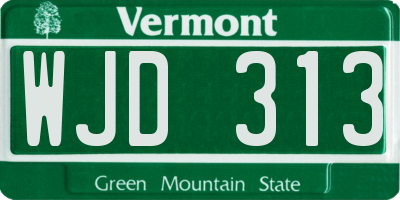 VT license plate WJD313