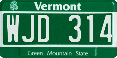 VT license plate WJD314