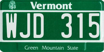 VT license plate WJD315