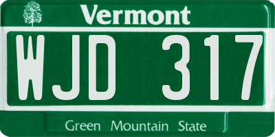VT license plate WJD317