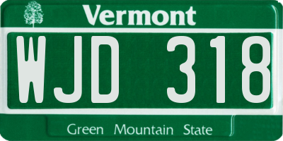 VT license plate WJD318