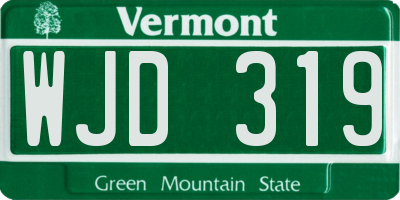 VT license plate WJD319
