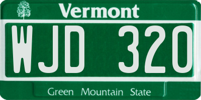 VT license plate WJD320