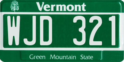 VT license plate WJD321
