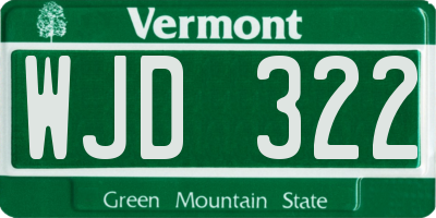 VT license plate WJD322
