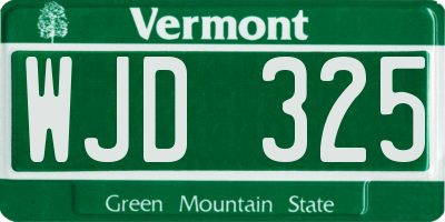 VT license plate WJD325