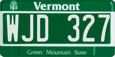 VT license plate WJD327