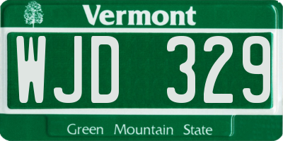 VT license plate WJD329