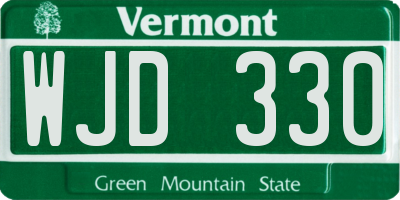 VT license plate WJD330