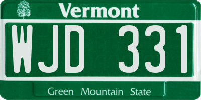 VT license plate WJD331