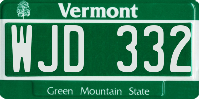 VT license plate WJD332