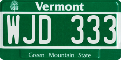 VT license plate WJD333