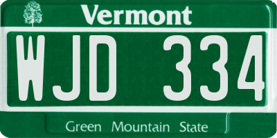 VT license plate WJD334