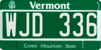 VT license plate WJD336