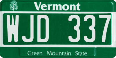 VT license plate WJD337
